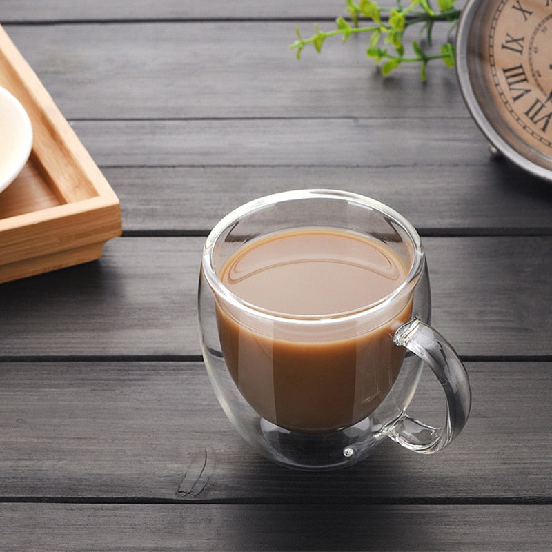 Transparent Drinkware Coffee Cups Tea Set Mugs Beer Drink Office Mug Double Glass Cup