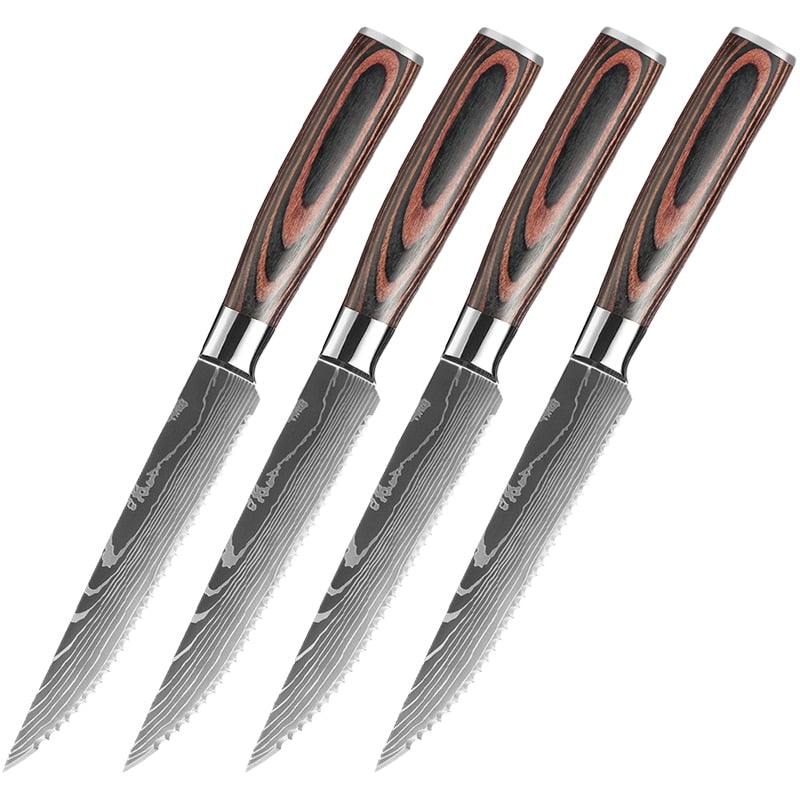 XITUO Sharp Steak Knife Set 7CR17 Stainless Steel Serrated Meat Slicing Knife Multipurpose Restaurant Cutlery Chef Knives 1-6Pcs